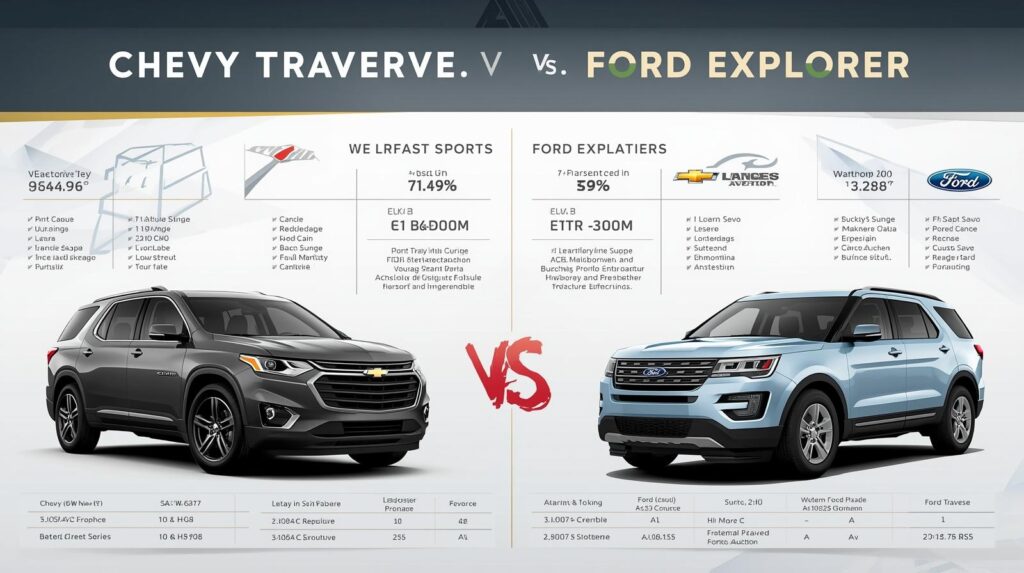 Chevy Traverse vs Ford Explorer infographic comparison