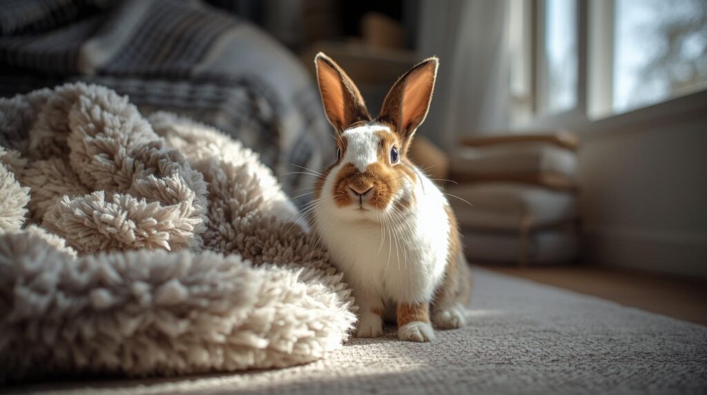 friendly harlequin rabbit