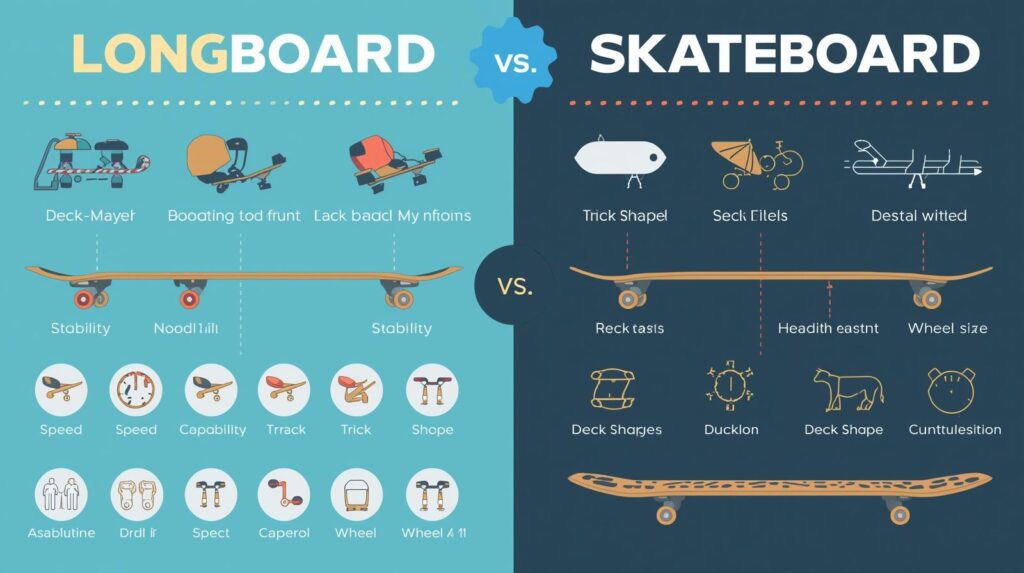 longboard and skateboard